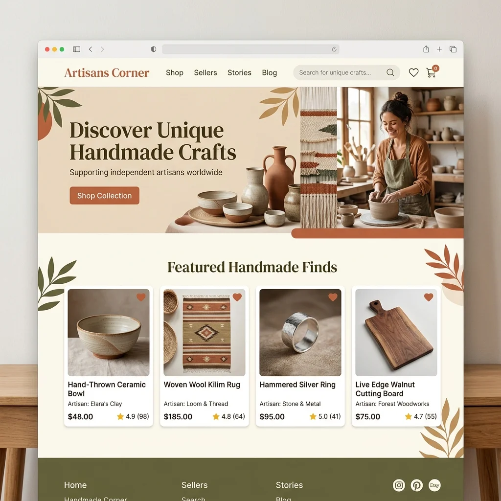 Artisans Corner Marketplace Mocks